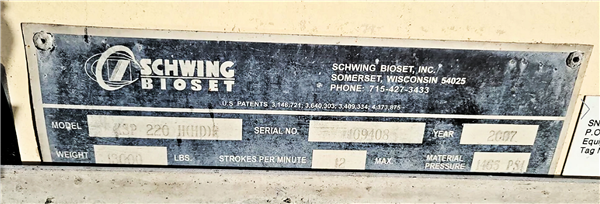 2 Units - Schwing Model Ksp 220 Sludge/paste Pump With 400 Hp Hydraulic Power Pack)